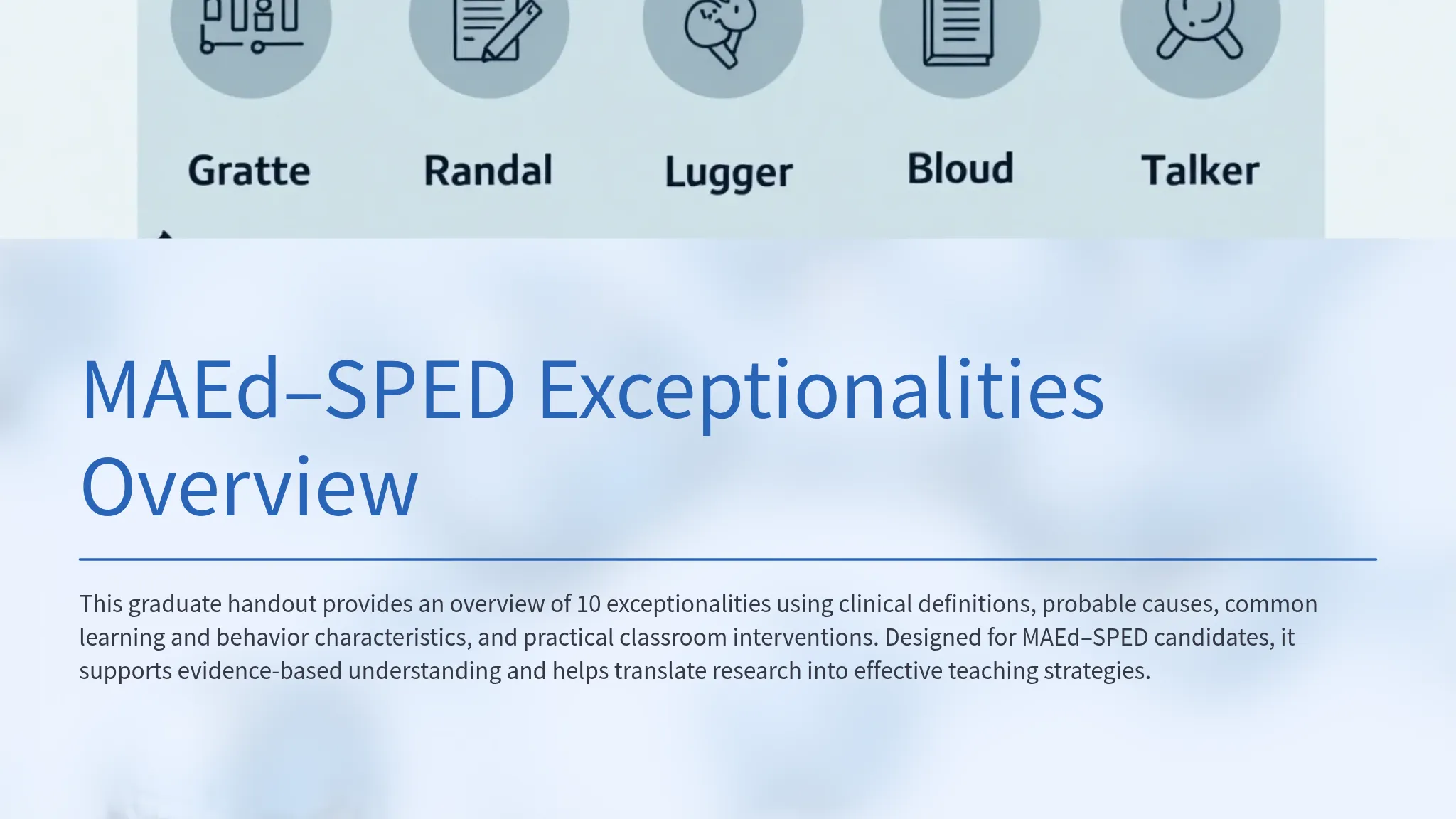 MAEd–SPED Exceptionalities Overview