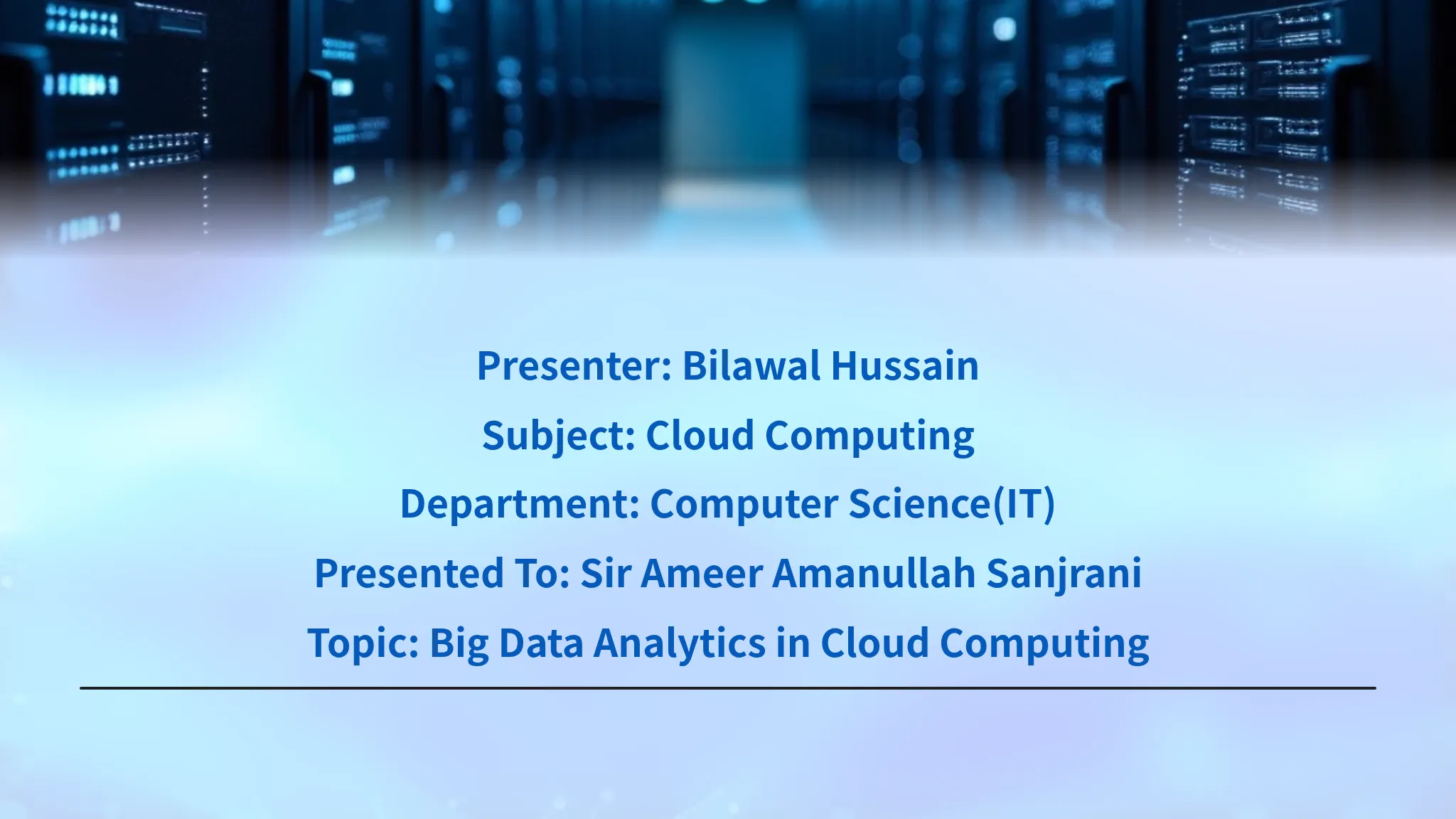 Big Data Analytics in Cloud C...