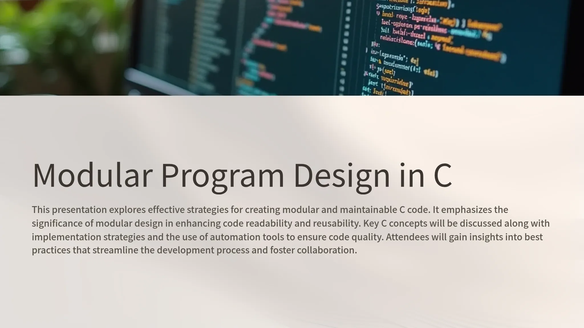 Modular Program Design in C