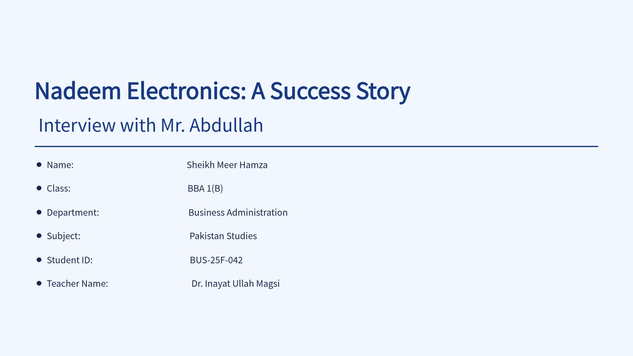 The Journey of Nadeem Electro...