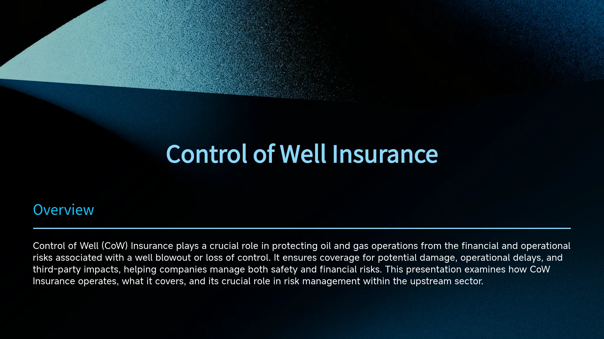 Control of Well Insurance Ove...