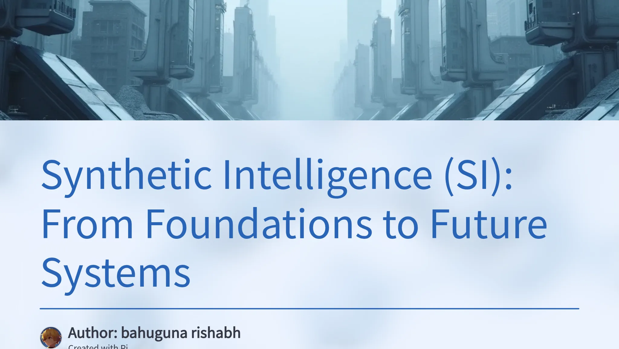 Synthetic Intelligence (SI):...