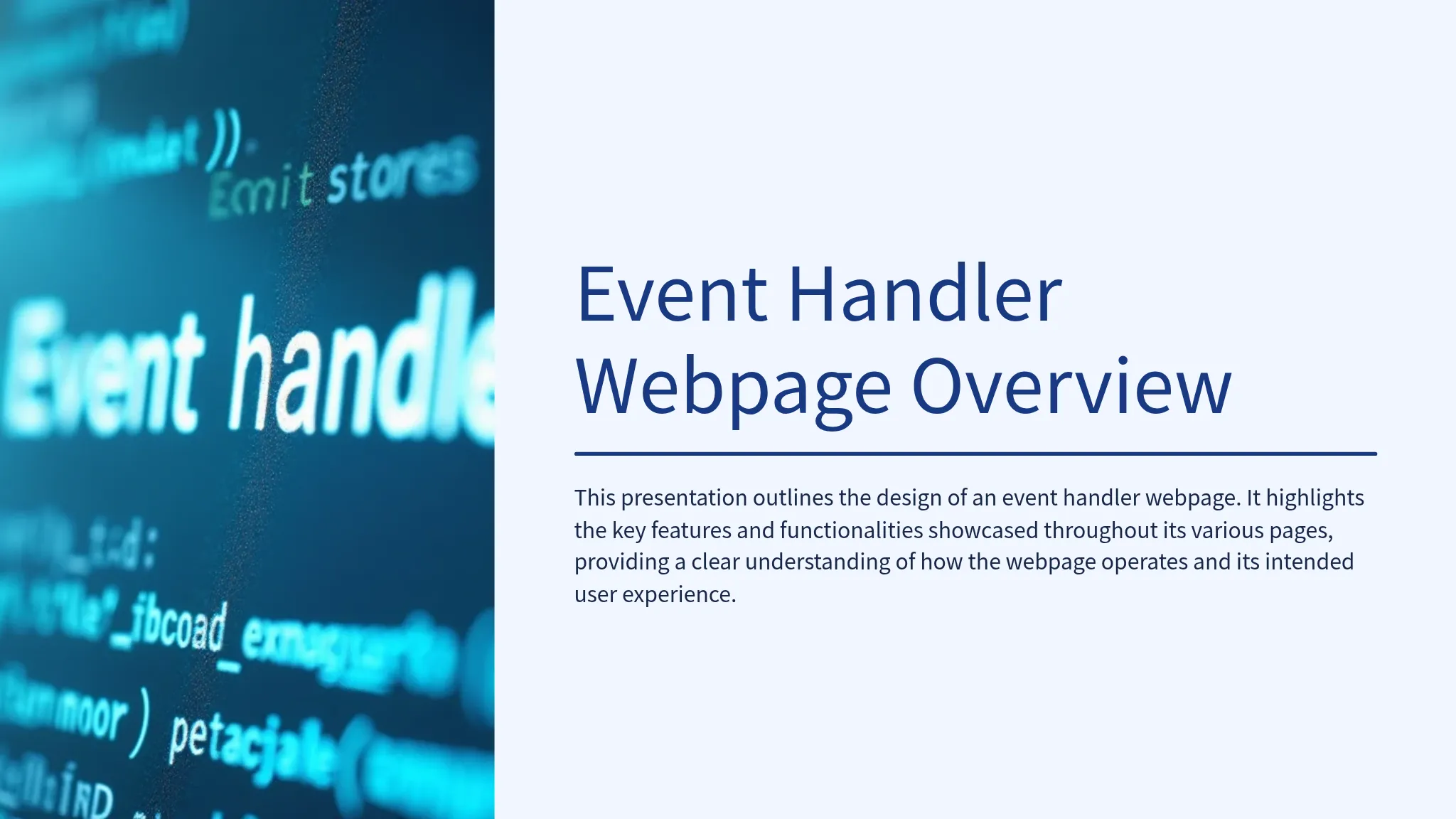 Event Handler Webpage Overview
