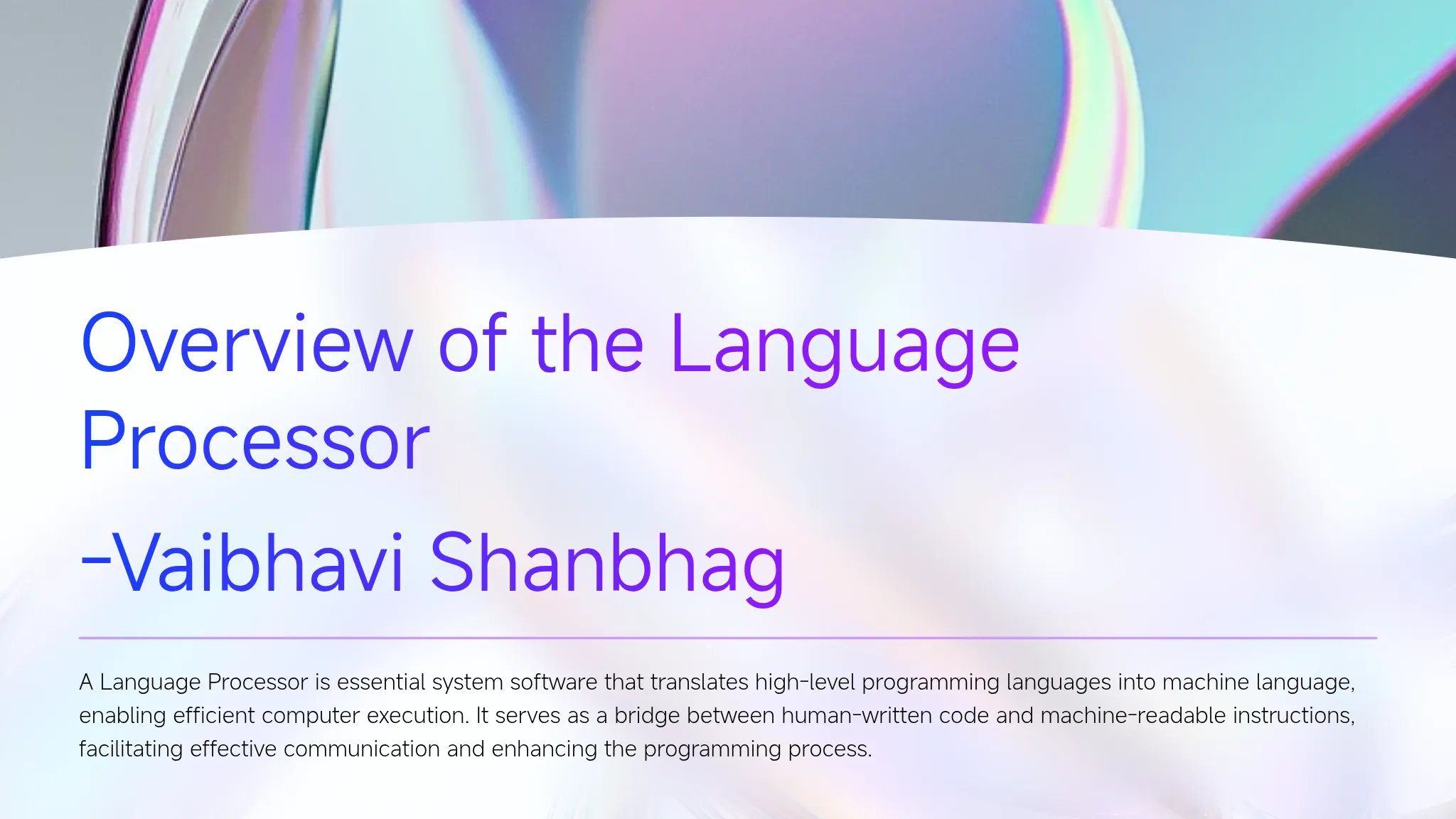 Overview of the Language Proc...