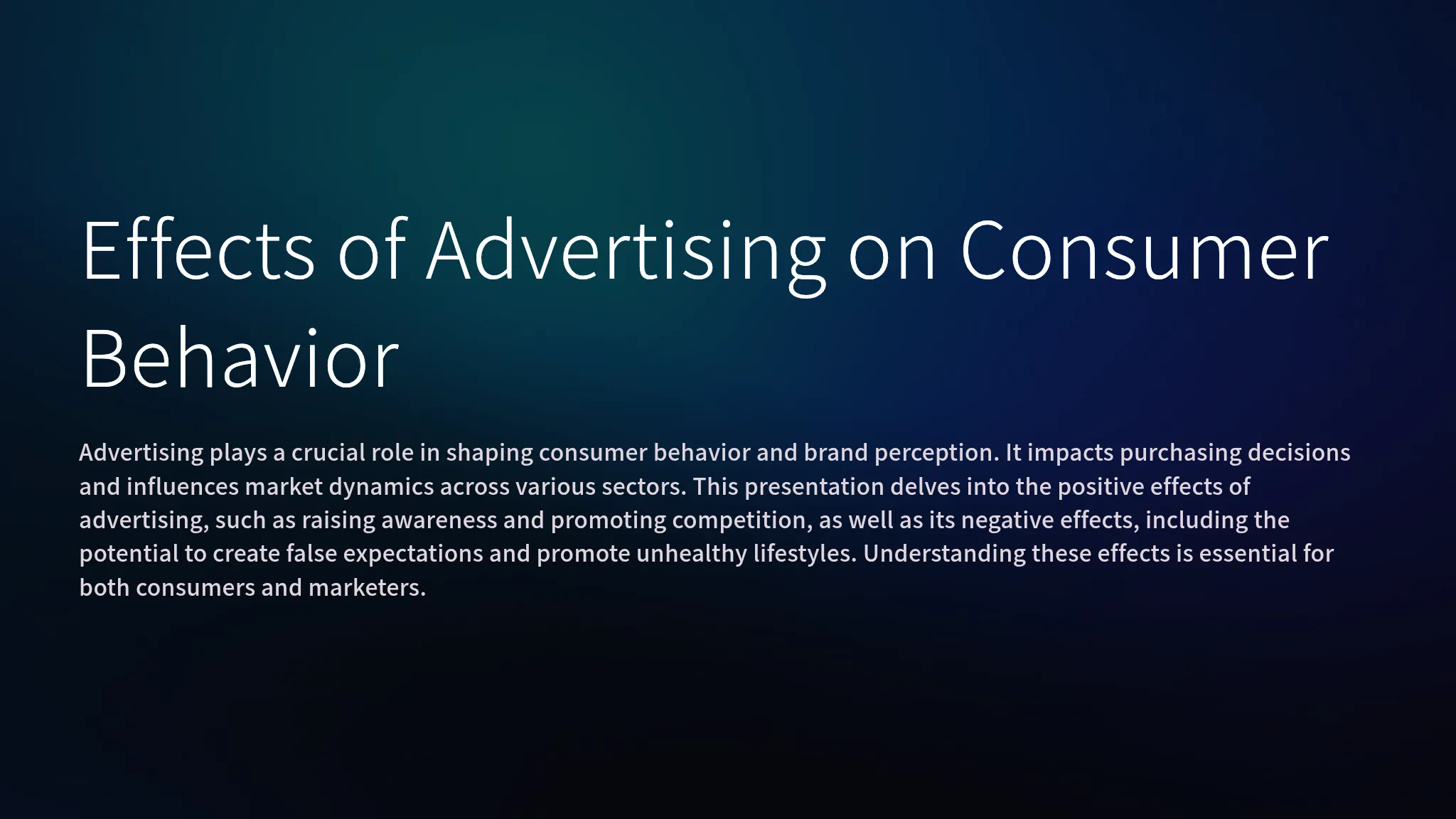 Effects of Advertising on Con...