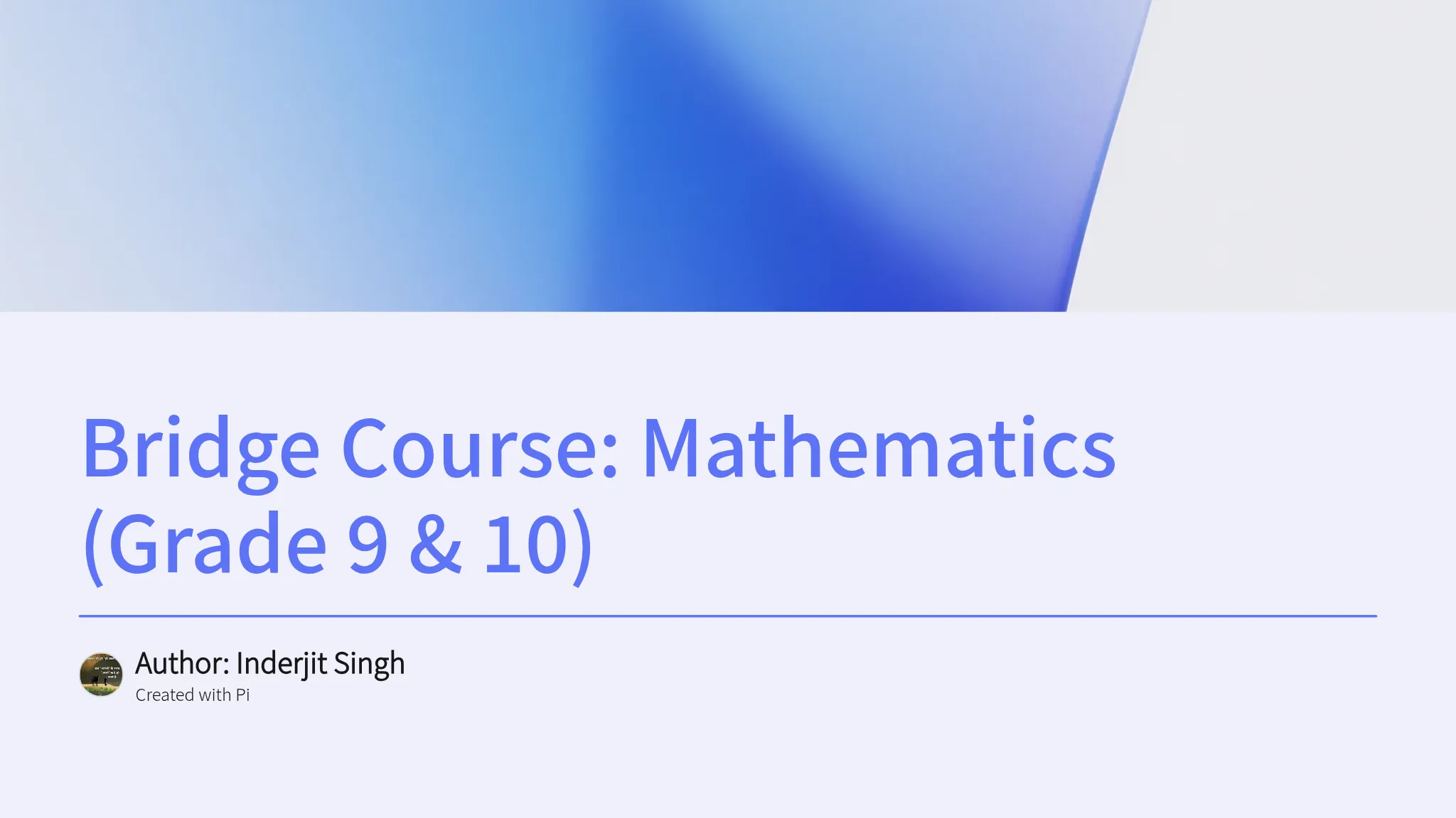 Bridge Course: Mathematics (G...