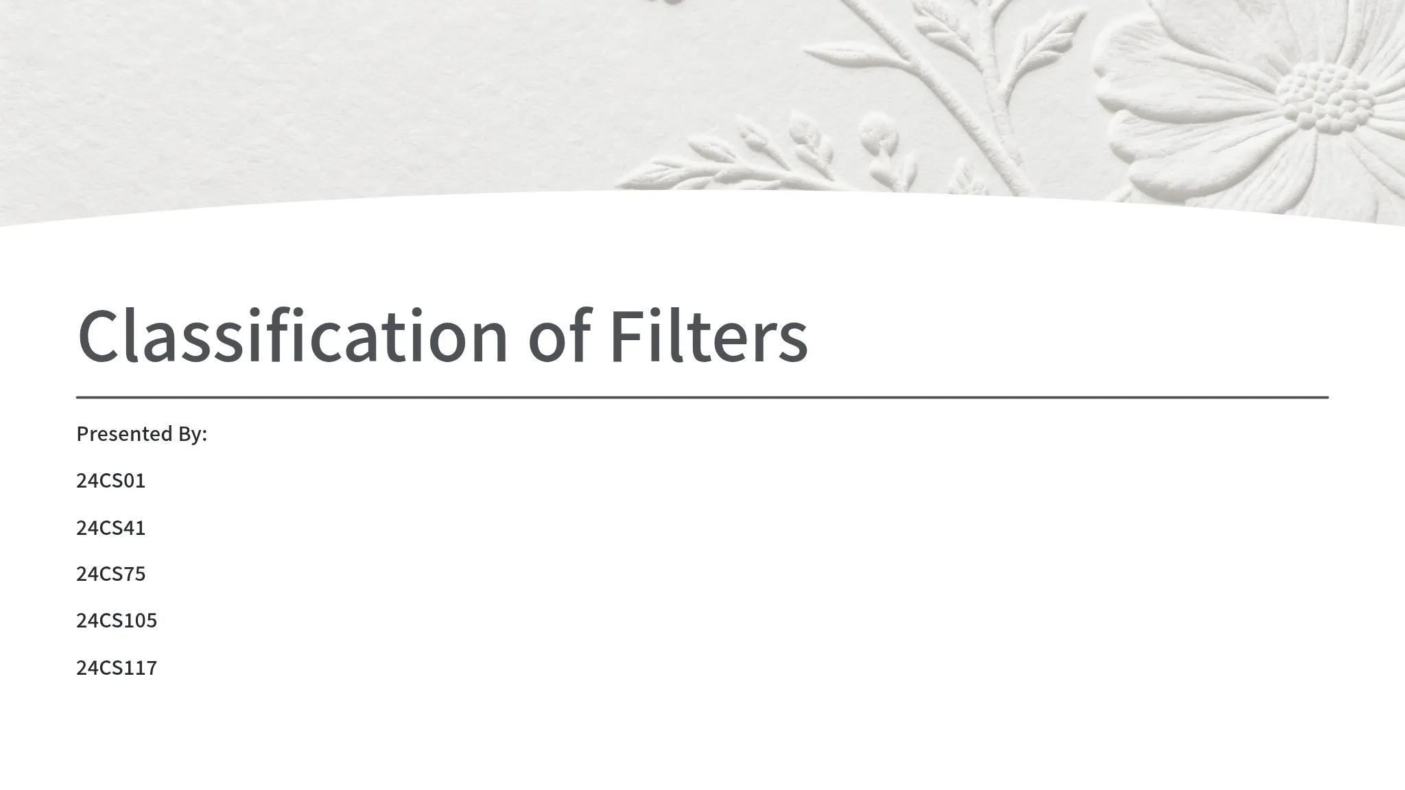 Automative Filter Classification Classification of Filters