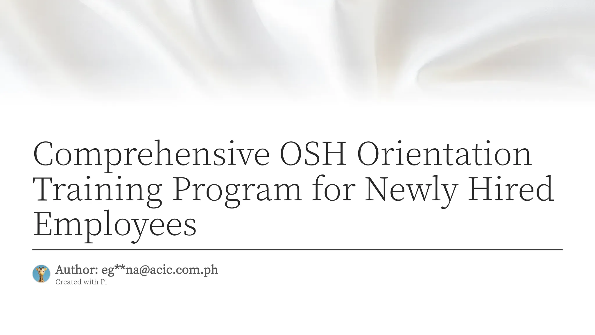 Osh Training Program Comprehensive OSH Orientation Training Program for Newly Hire...