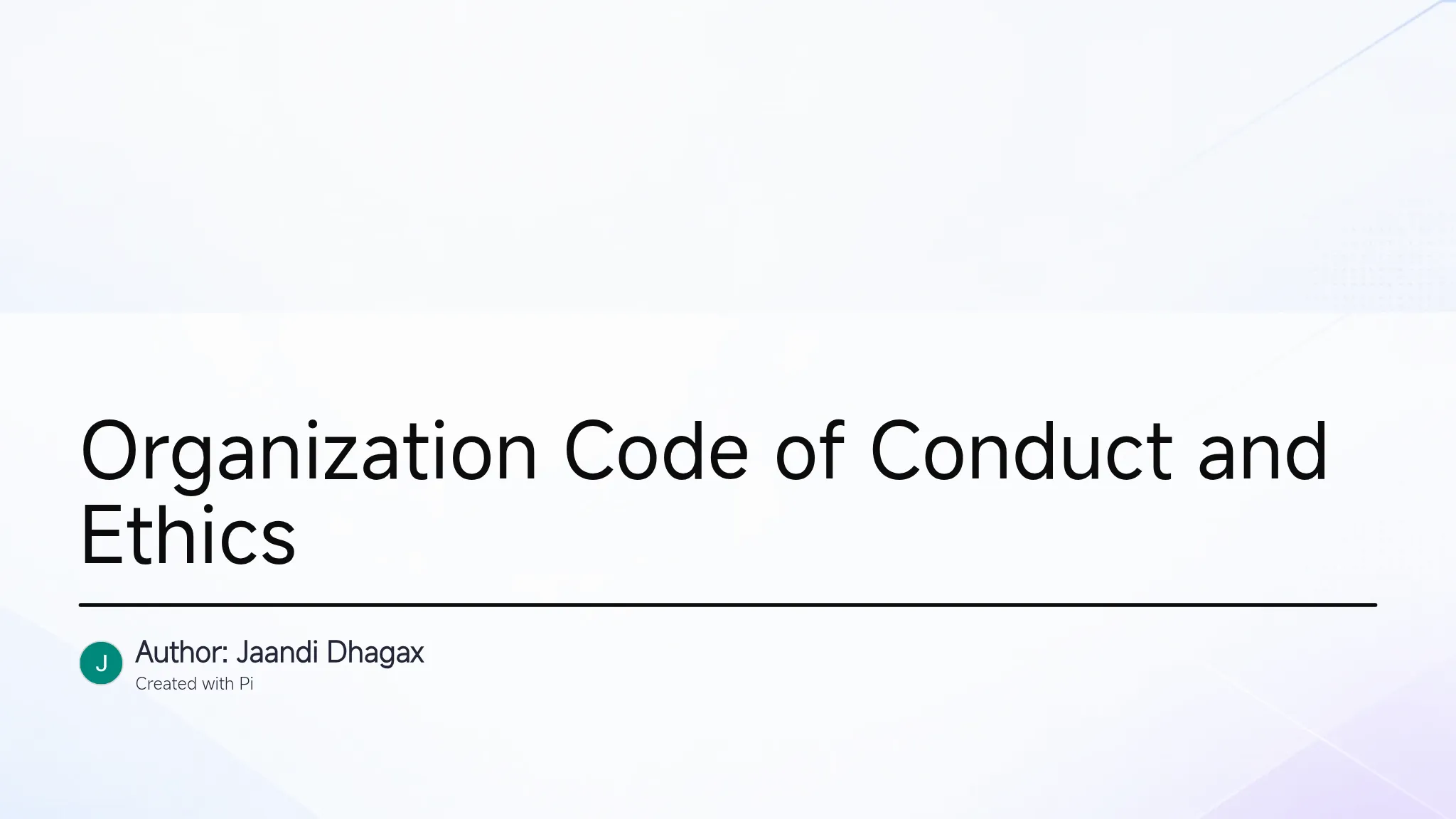 Organization Code of Conduct and Ethics